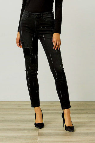 Grey, Jeans, New A, newest, Pants, Rhinestone, Straight leg, Stretch fabric, Studs - August Brock Fashions