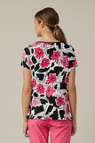 Joseph Ribkoff Vanilla/Multi Floral Print Side Tie Short Sleeve Top 221117