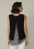 Joseph Ribkoff Vanilla/Black Striped Layered Sleeveless Top 221196