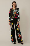 Joseph Ribkoff Black/Multi-Color Floral Print Long Sleeve Top 221269