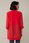 Joseph Ribkoff Lacquer Red Sheer Open Front Cover-Up Jacket 221288