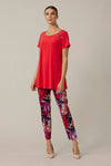 Joseph Ribkoff Lacquer Red Grommet Tie Short Raglan Sleeve Top 221292