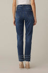 Joseph Ribkoff Denim Medium Blue Rhinestone Frayed Jeans 221921