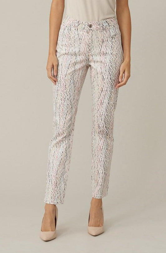 Joseph Ribkoff White/Multi-Color Print Straight Cropped Jeans 221941