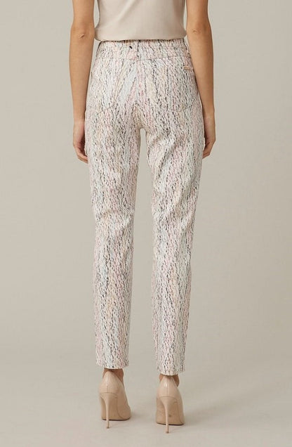 Joseph Ribkoff White/Multi-Color Print Straight Cropped Jeans 221941
