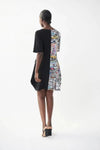 Joseph Ribkoff Vanilla/Multi Printed Color Block Short Sleeve T-Shirt Dress 222090