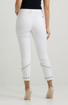 Joseph Ribkoff White Embroidered Cut-Out Hem Cropped Jeans 222910