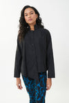 Joseph Ribkoff Black Floral Button-Down Lightweight Asymmetric Jacket 223220