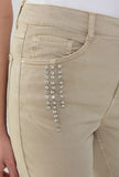 Joseph Ribkoff Sand Rhinestone Embellished Skinny Jeans 223923