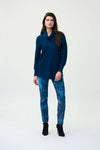 Joseph Ribkoff Blue/Multi Floral Reversible Slim Ankle Jeans 224935