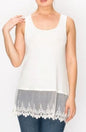Origami 501-T08 Tank Top with Lace Trimming