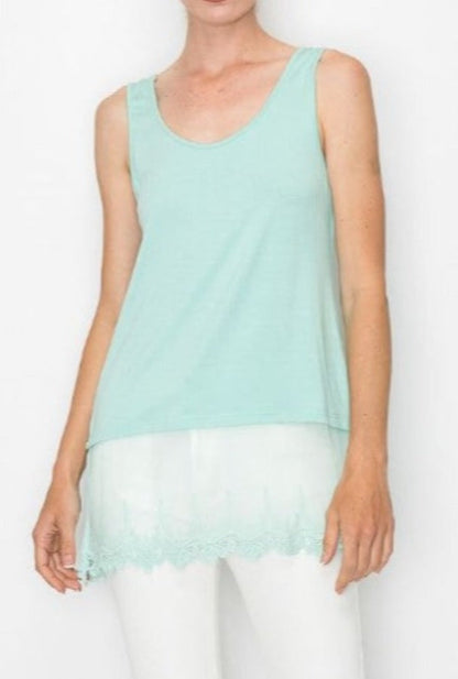 Origami 501-T08 Tank Top with Lace Trimming