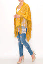Origami 508-YM30 Solid Ultra-suede Cape with Laser Cut-Outs and Fringe