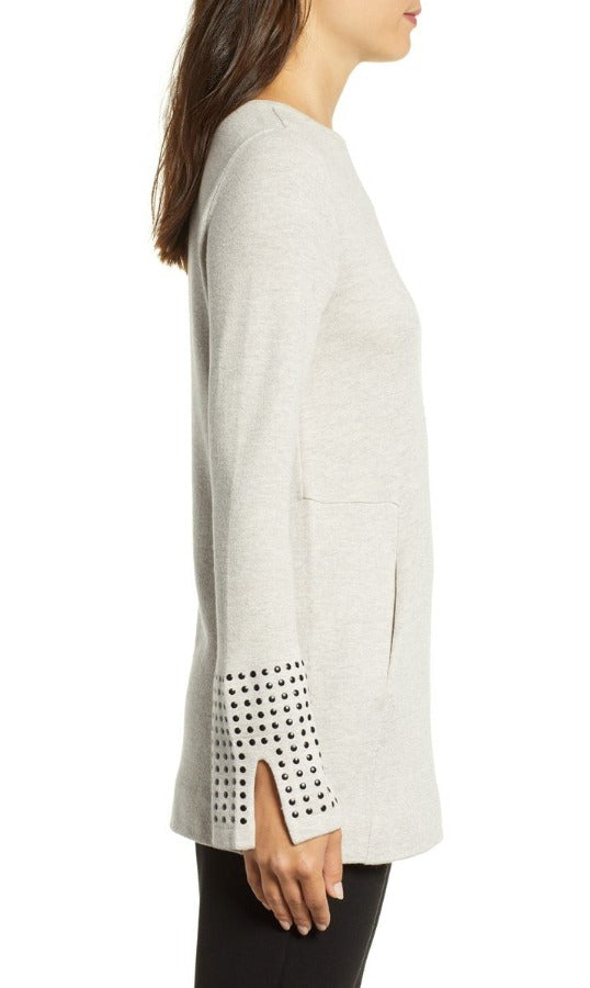 Grey, inventory, Long Sleeve, Studs, Tan, Tops - August Brock Fashions