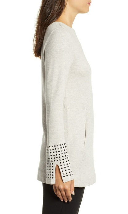 Grey, inventory, Long Sleeve, Studs, Tan, Tops - August Brock Fashions