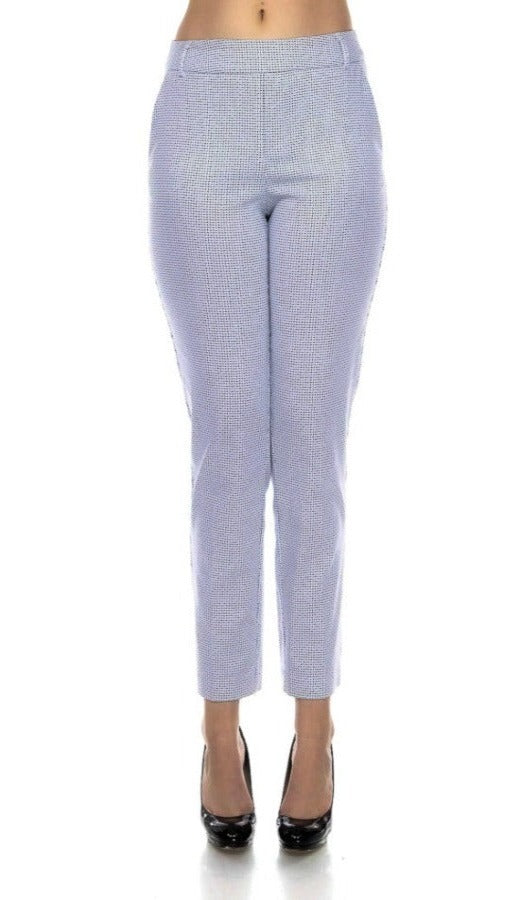 Blue, Pants, Print, Slip-on, White - August Brock Fashions