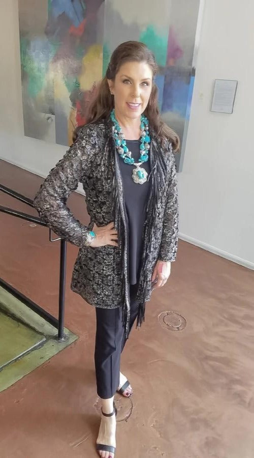 Animal print, Black, Blue, Brown, Green, Ivory, Jackets, Leather, Long Sleeve, Red, Turquoise, Wine - August Brock Fashions