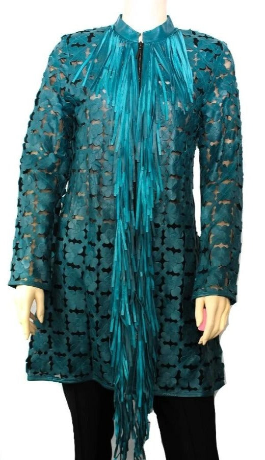 Animal print, Black, Blue, Brown, Green, Ivory, Jackets, Leather, Long Sleeve, Red, Turquoise, Wine - August Brock Fashions