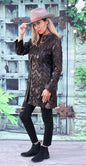 ABF Long Leaf Leather Jacket with Buttons 11910022