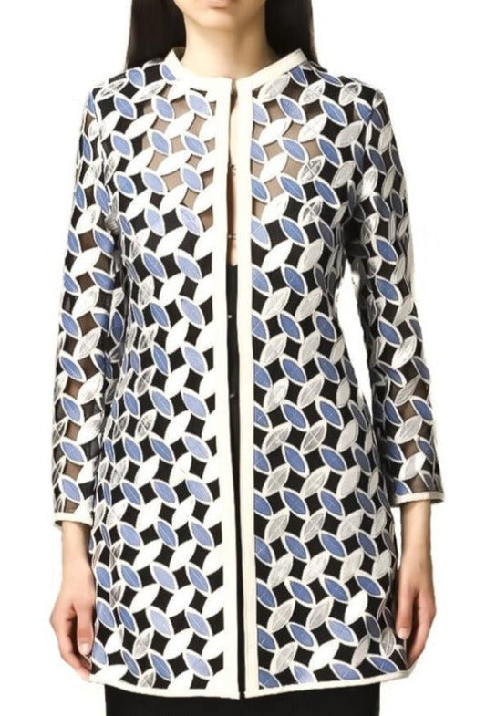 Blue, Ivory, Jackets, Leather, Long Sleeve, Sheer, Silver - August Brock Fashions