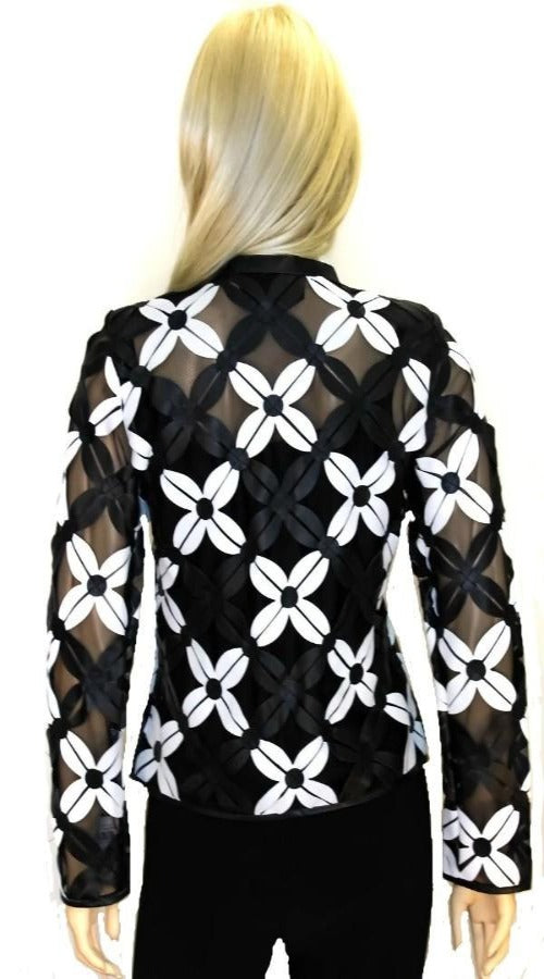 Black, Jackets, Leather, Long Sleeve, Sheer, White - August Brock Fashions