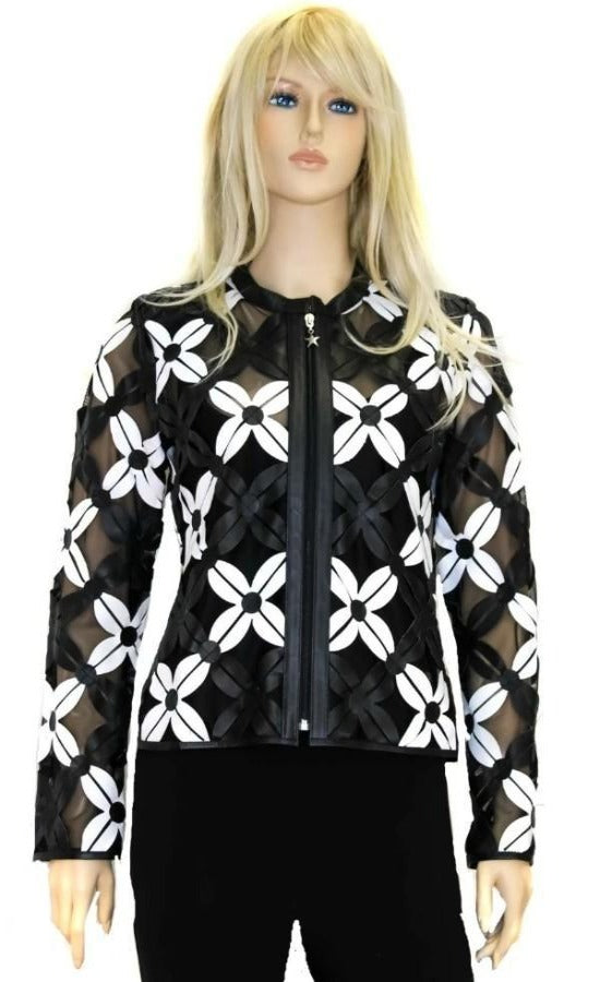 Black, Jackets, Leather, Long Sleeve, Sheer, White - August Brock Fashions