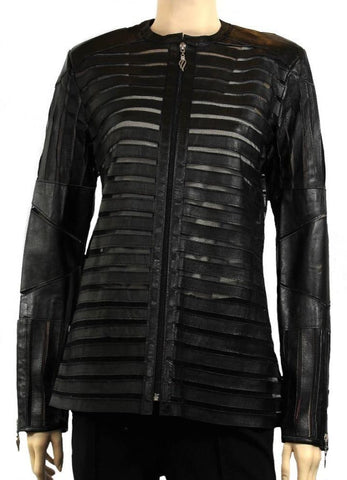 Black, Jackets, Leather, Long Sleeve, Sheer, White - August Brock Fashions