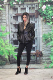 ABF Reversible Black/Snakeskin Print Hooded Leather Jacket 11910150