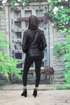 ABF Reversible Black/Snakeskin Print Hooded Leather Jacket 11910150