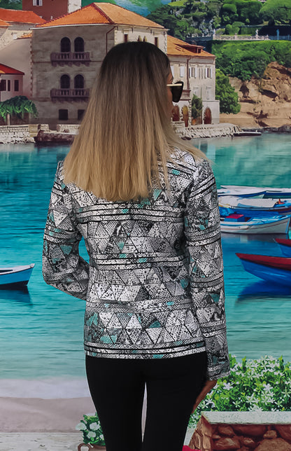 ABF Leather Jacket with Silver Turquoise Triangles 11910351
