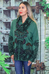 Alpaca Green/Multi-Color Pattern Cowl Neck Sweater 120750