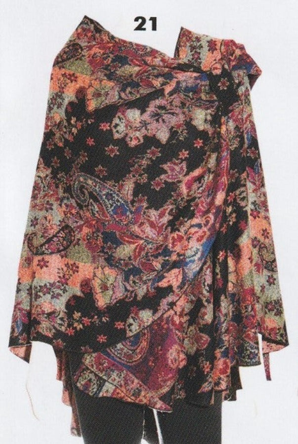 Black, Black & White, Blue, Cape, Capes, Gold, Green, Grey, measure, Multi-color, New A, Print, Purple, Rapti Fashions, Red, Shawls, Yellow - August Brock Fashions