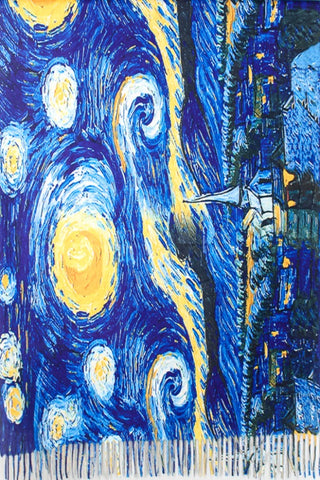 Cashmere Blend Shawl- The Starry Night Master Painting Print