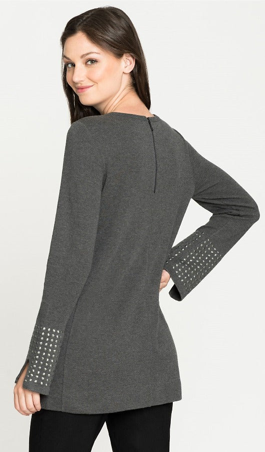 Grey, inventory, Long Sleeve, Studs, Tan, Tops - August Brock Fashions