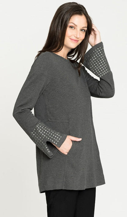 Grey, inventory, Long Sleeve, Studs, Tan, Tops - August Brock Fashions