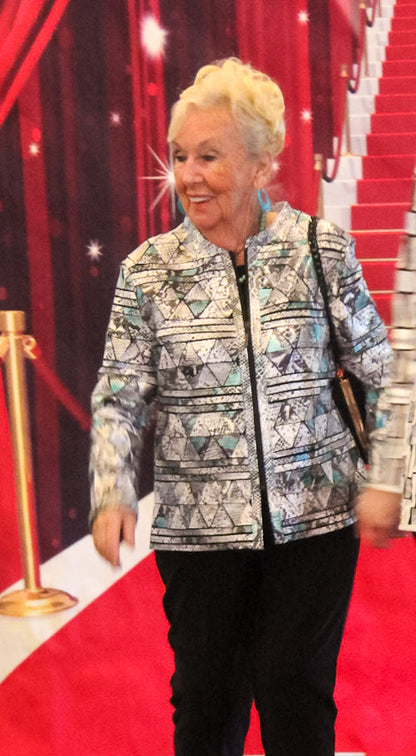 ABF Leather Jacket with Silver Turquoise Triangles 11910351