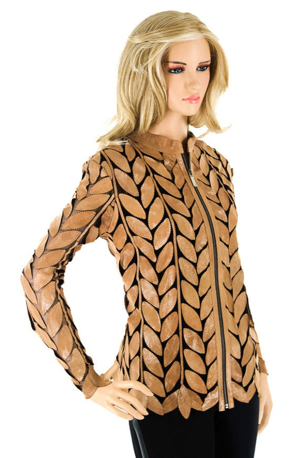 ABF Short Leaf Leather Jacket with Zipper 11910056
