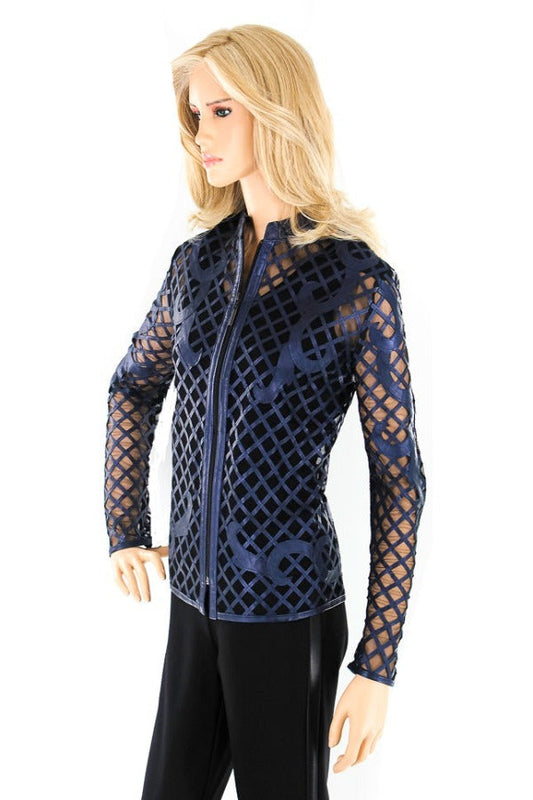 ABF Lattice Design Short Leather Jacket 11910188