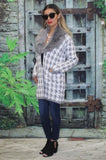 Lindi Houndstooth Faux Fur Detachable Collar Sweater Coat 8164721