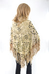 Origami 508-YM30 Camouflage Print Ultra-suede Cape with Laser Cut-Outs and Fringe