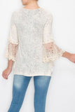 Origami OLS-4480 Tunic Top with Lace Trimming on the Sleeves