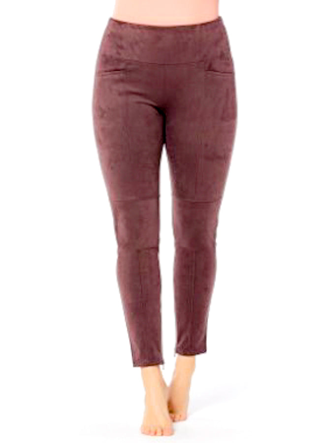 Brown, Leggings, New A, Pants, Slip-on, Stretch fabric - August Brock Fashions