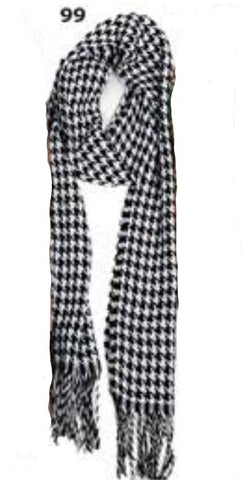 Cashmere Scarf- Black/White Houndstooth CCS 99