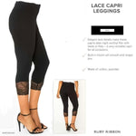 Black, Clearance, Cropped, Lace, Leggings, Pants, Slip-on, Stretch fabric - August Brock Fashions