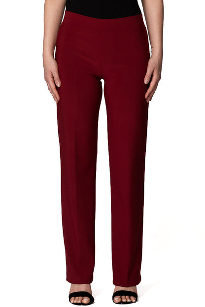 $10, Full leg, Pants, Red, Slip-on, Stretch fabric, Wine - August Brock Fashions