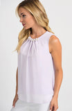 Joseph Ribkoff Pearl Gather Neck Sleeveless Chiffon Overlay Top 201375