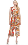 Joseph Ribkoff Brown/Multi-Color Belted Cropped Jumpsuit 212153