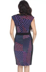 Joseph Ribkoff Black/Multi-Color Abstract Print Cap Sleeve Sheath Dress 204424