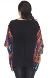 Joseph Ribkoff Black/Multi-Color Paisley V-Neck Poncho Top 213673