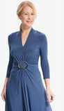 Joseph Ribkoff Mineral Blue Gathered Buckle Detail Dress 214211
